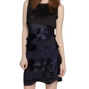 SL Fashions Black Tiered Sheath Cocktail Dress